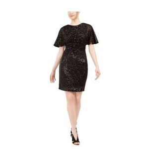 CALVIN KLEIN Sequined Bell Sleeve Crew Neck Above The Knee Party Sheath Dress 12